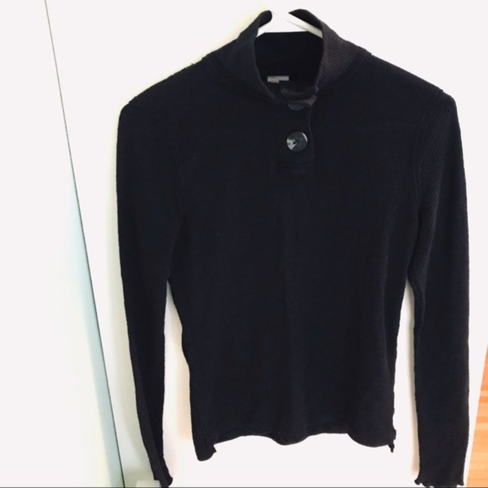 FREE PEOPLE We The Free Marigold Waffle Knit Thermal Turtle Top in Black XS - Picture 6 of 11